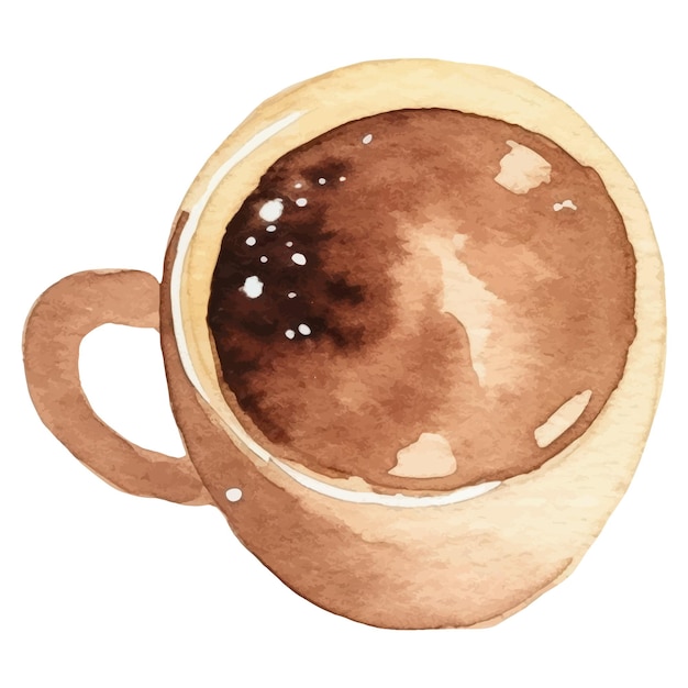 Vettore coppa da caffè dipinta ad acquerello elemento di design disegnato a mano isolato su sfondo bianco