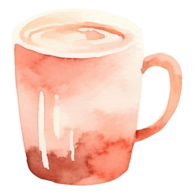 水彩で描かれたコーヒーカップ 白い背景に隔離された手描きのデザイン要素