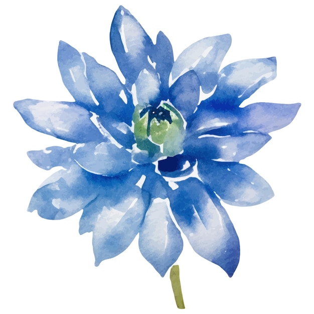 Fiore di dahlia dipinto ad acquerello elemento di design disegnato a mano isolato su sfondo bianco