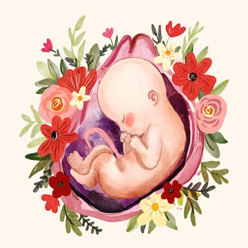 Premium Vector | Watercolor painted fetus illustration