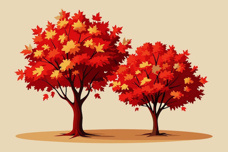 Vector watercolor painted trees illustration isolated on the white background decorative element sketch nat