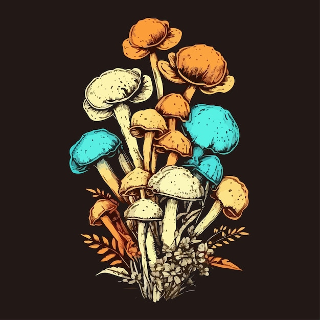 Watercolor painting about mushrooms