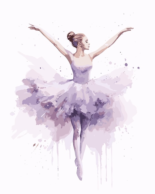 Vettore un dipinto ad acquerello di una ballerina in tutù