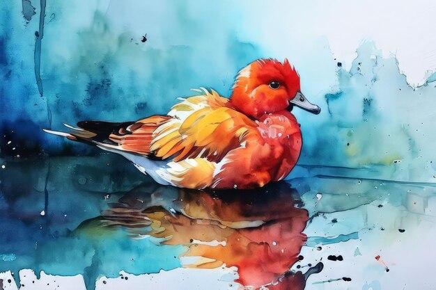 watercolor painting of beautiful bird