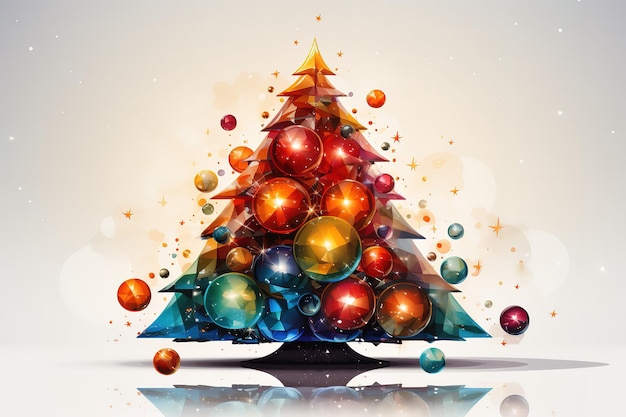 Vector watercolor painting of a christmas tree christmas tree