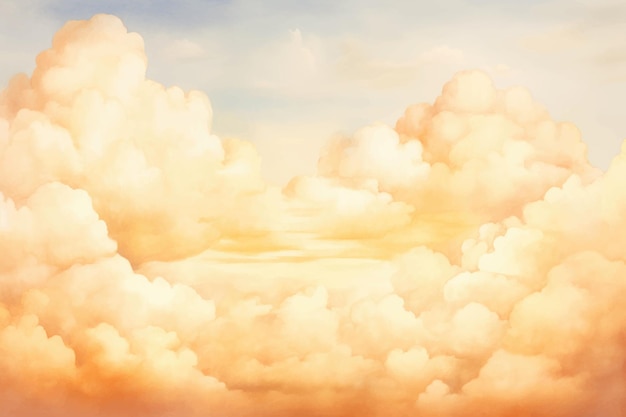 Vector a watercolor painting of clouds with the sun in the background