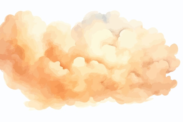 흰색 배경에 "연기"라는 단어가 있는 구름의 수채화.