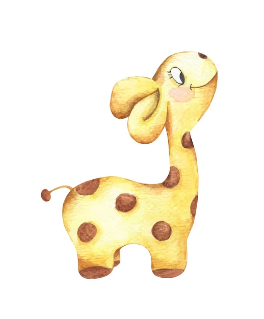 Vettore la pittura ad acquerello di cute baby giraffe