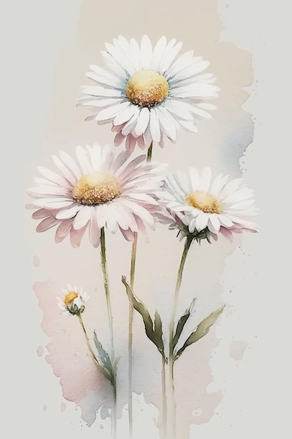 A watercolor painting of daisies.