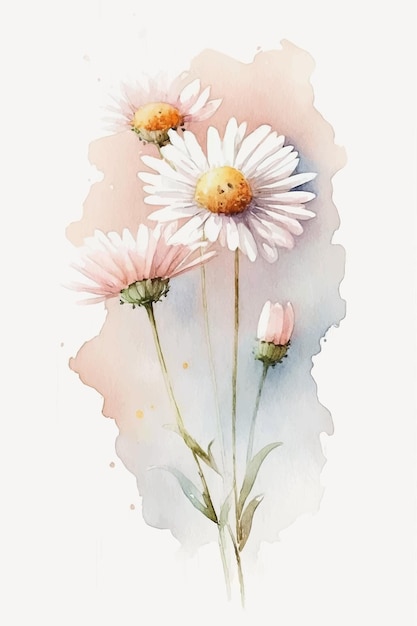 A watercolor painting of daisies.