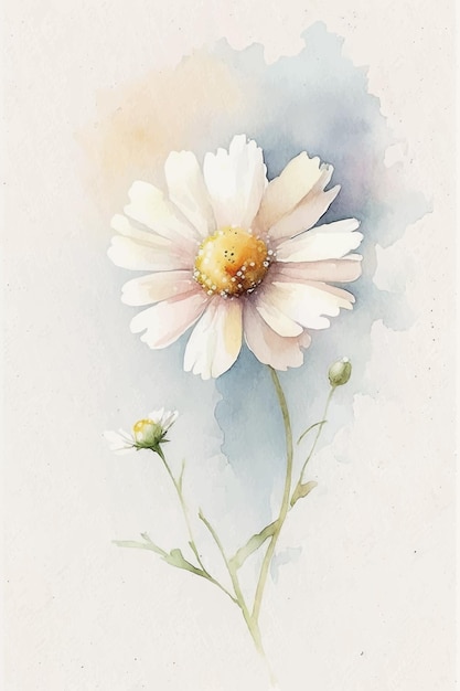 A watercolor painting of a daisy