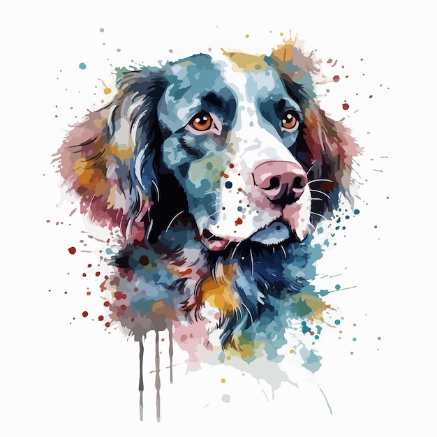 A watercolor painting of a dog with a blue face and the words'bernese mountain'on it.