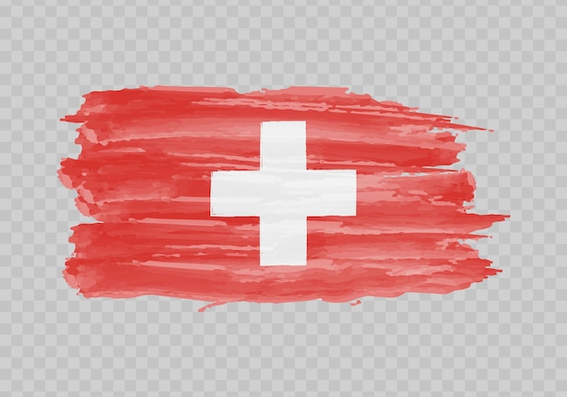 Watercolor painting flag of Switzerland