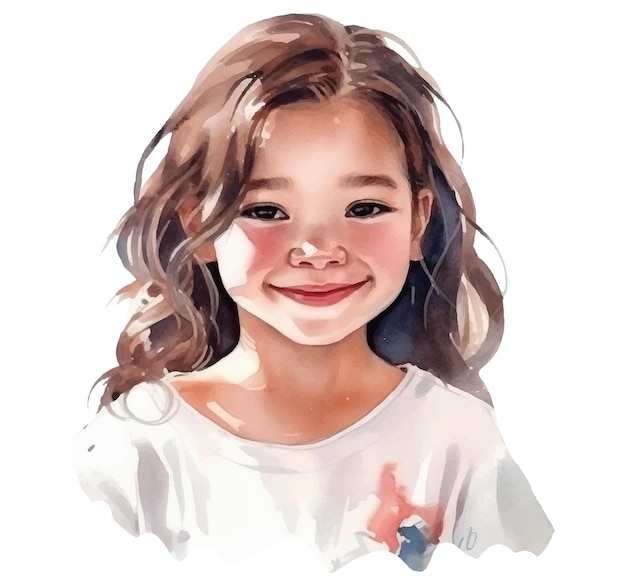 A watercolor painting of a girl with a white shirt that says'i'm a girl '