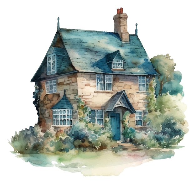 A watercolor painting of a house in the village of st. mary's.