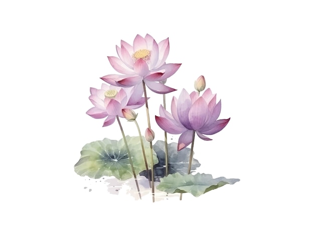 Pittura ad acquerello di fiori di loto