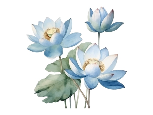 watercolor painting of lotus flowers