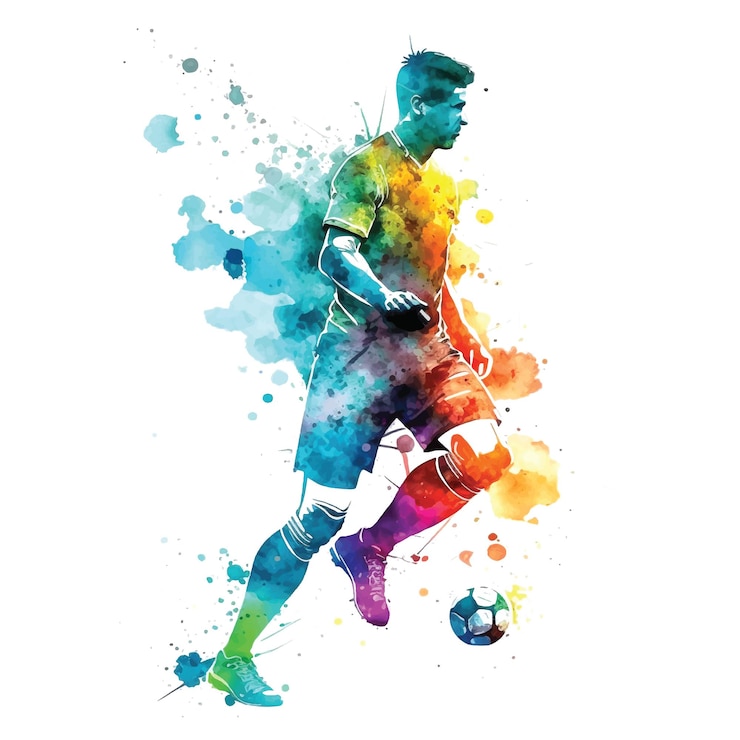 Vector フットボール サッカーをしている男の水彩画