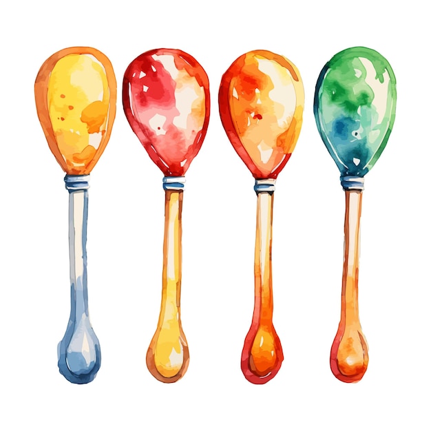 watercolor painting of maracas four collection isolated