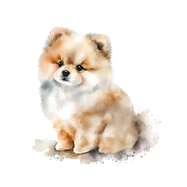 ベクトル ブー・ザ・ドッグという名前の犬の水彩画