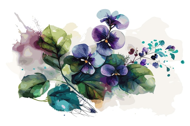 A watercolor painting of a purple flower.