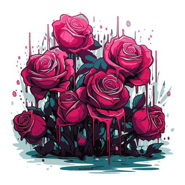 Vector watercolor painting of roses