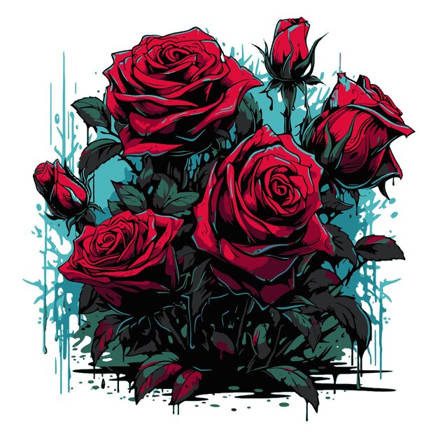 Vector watercolor painting of roses