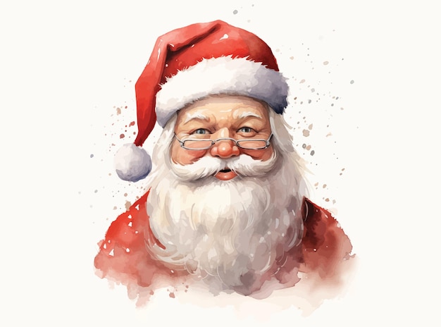 Vector watercolor painting of santa claus