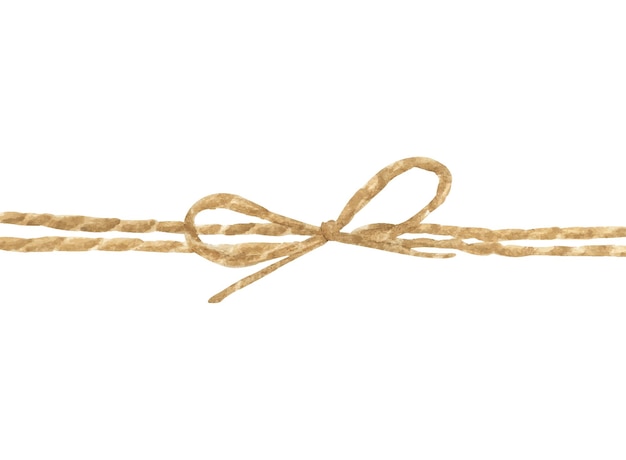 watercolor painting of string or twine tied in a bow