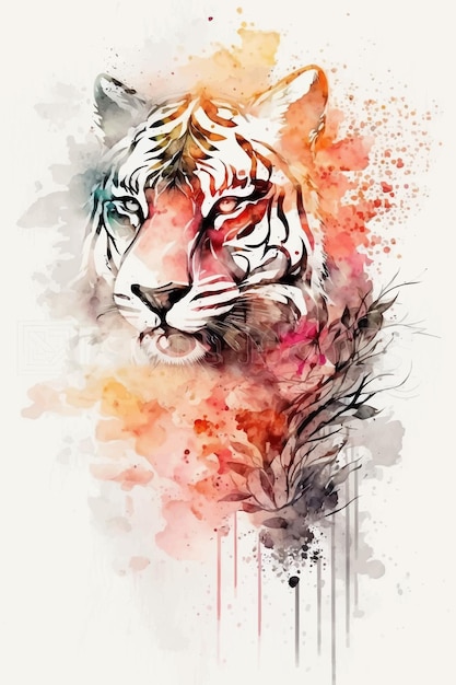 A watercolor painting of a tiger