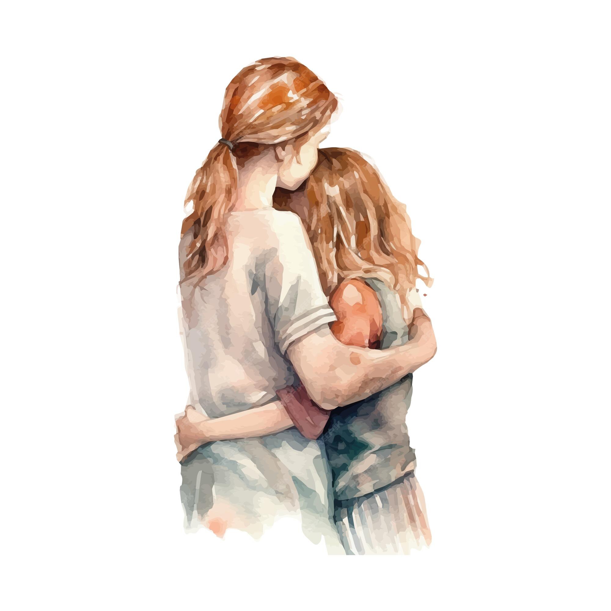 ArtStation - Two girls hugging