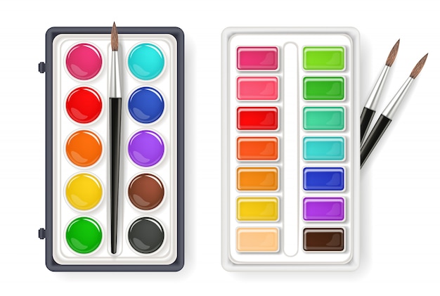 Watercolor palette drawing collection