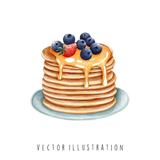 Vector watercolor of pancakes