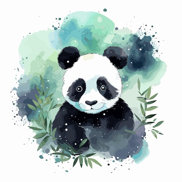 watercolor panda isolated on white background