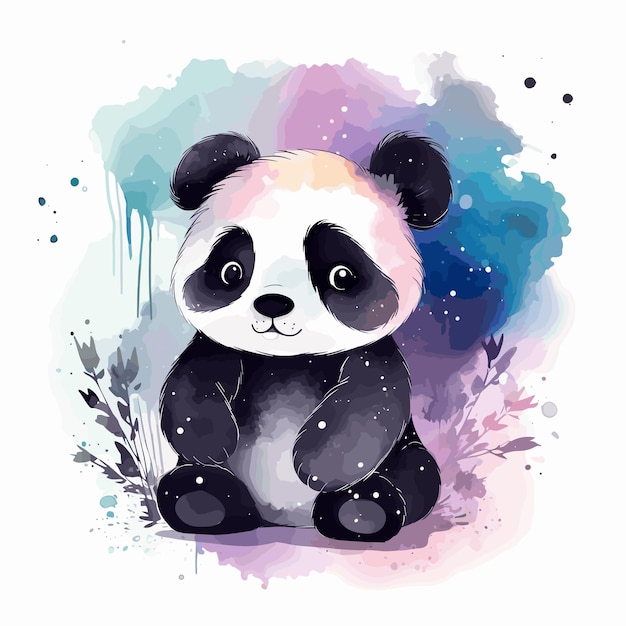 watercolor panda isolated on white background