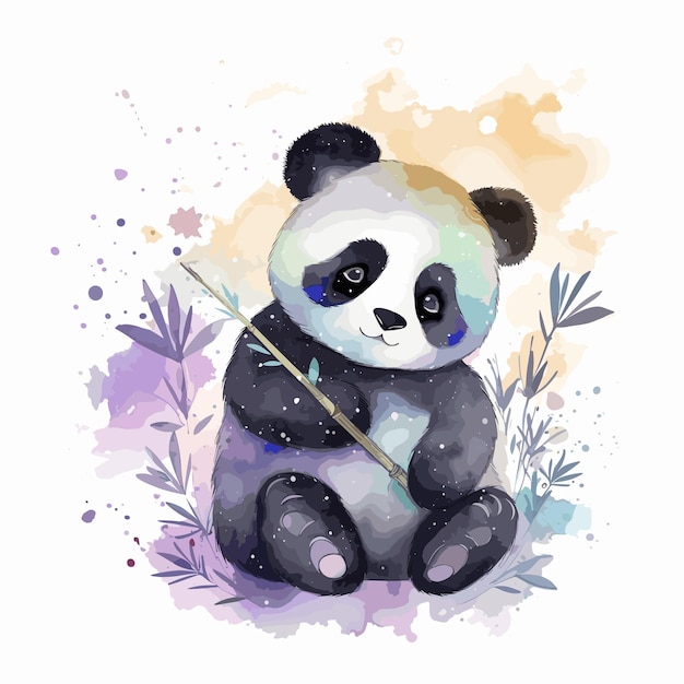 watercolor panda isolated on white background