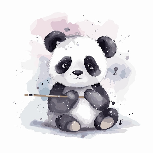 watercolor panda isolated on white background