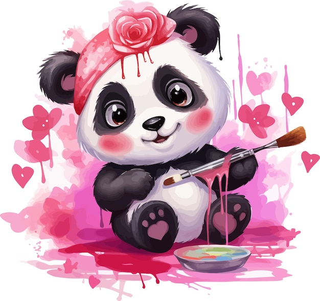 watercolor panda vector