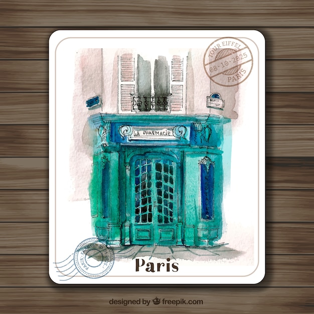 Watercolor Paris Postcard
