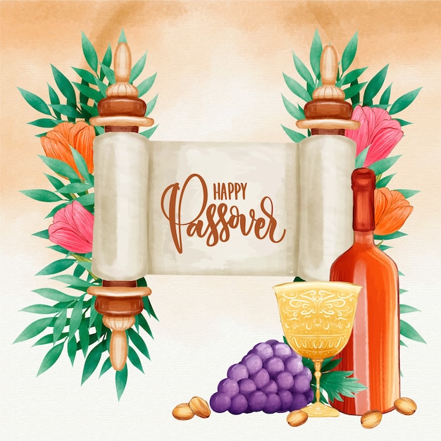 Vector watercolor passover illustration