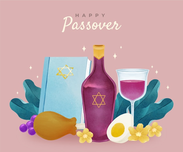 Vector watercolor passover illustration