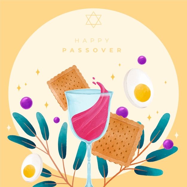 Vector watercolor passover illustration