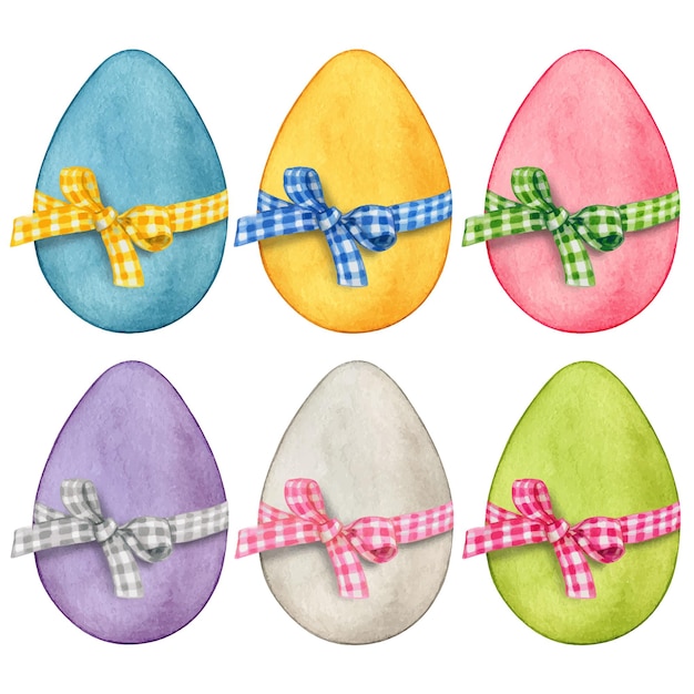 Vector watercolor pastel easter eggs decorations