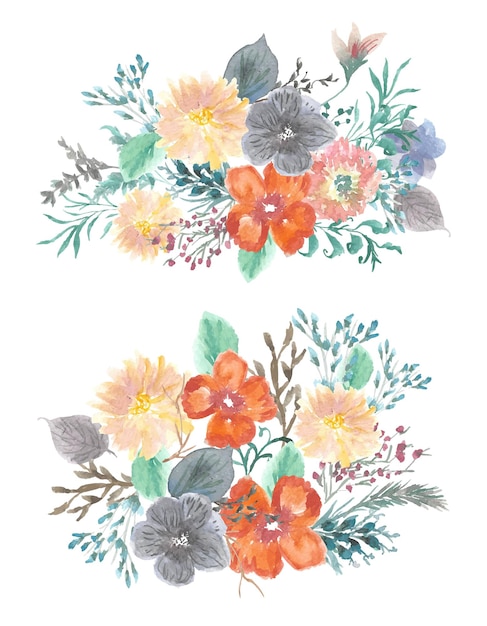 watercolor pastel floral bouquet collection