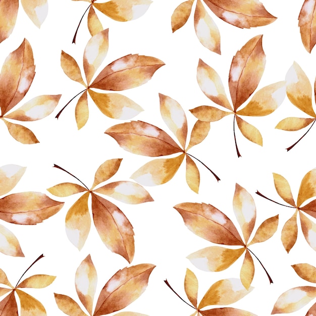 Watercolor pattern of autumn plants