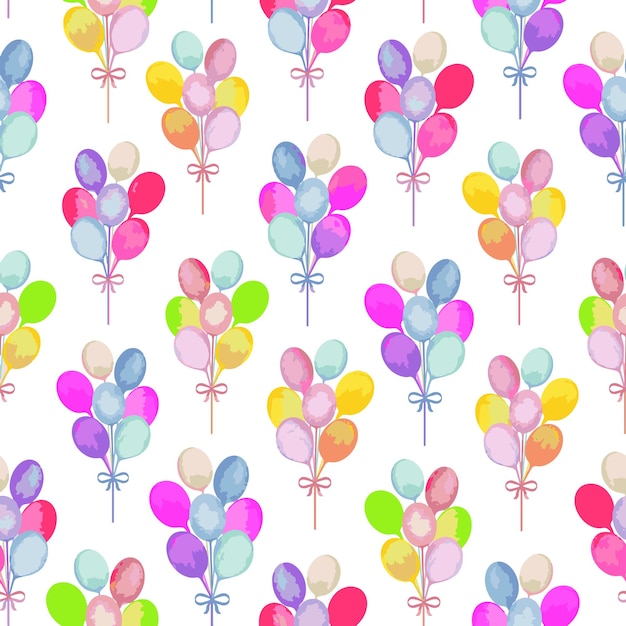 Watercolor pattern of colorful balloons