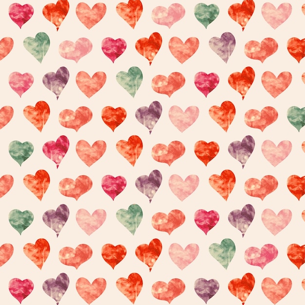 Vector watercolor pattern with hearts