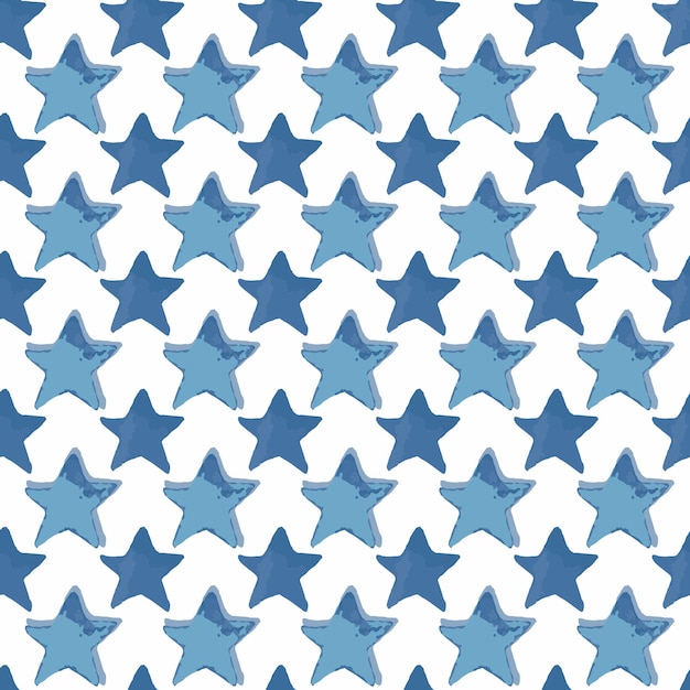 Watercolor patternseamless Stars blue and blue on a white background