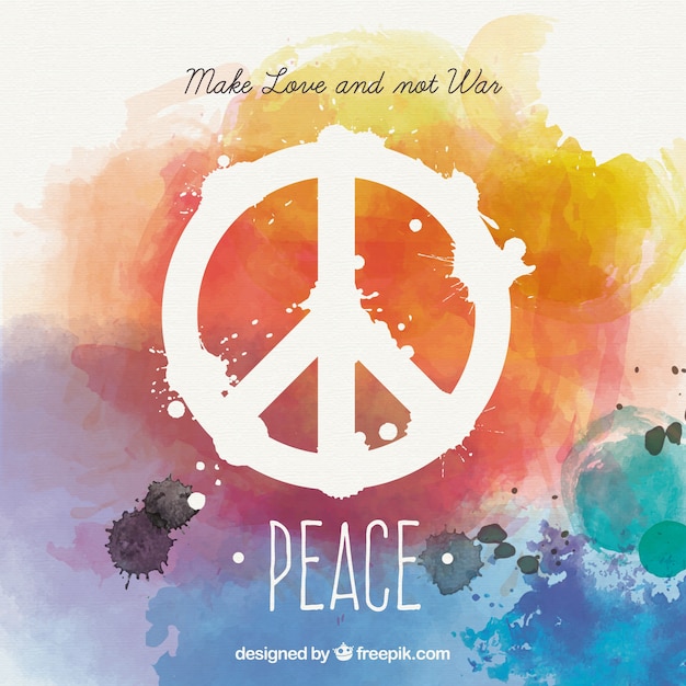 Watercolor peace card in colorful style