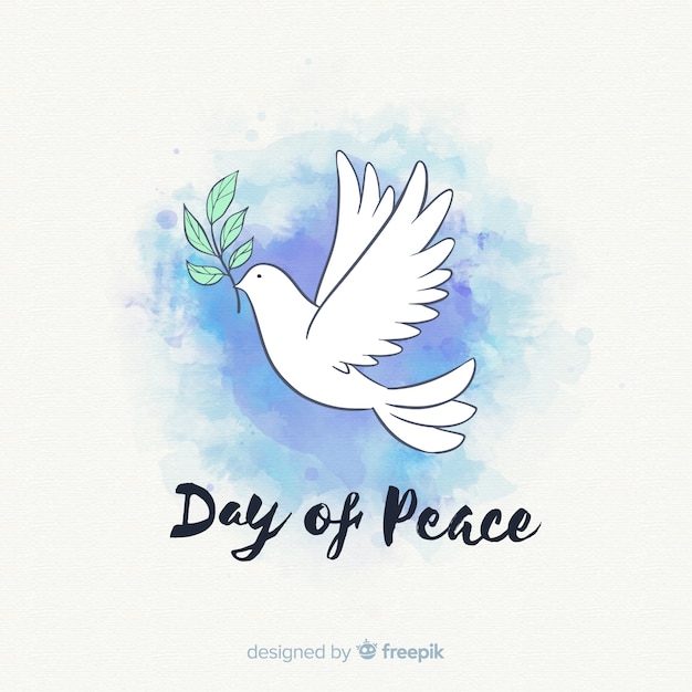 Vector watercolor peace day background with dove